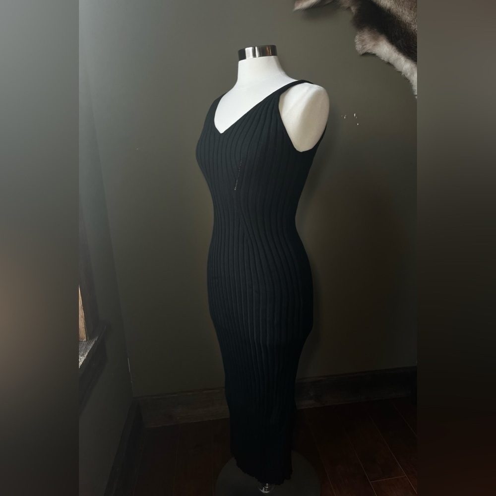Yuliawave Black Knit Fitted Minimalist midi/maxi Dress Sz S/M